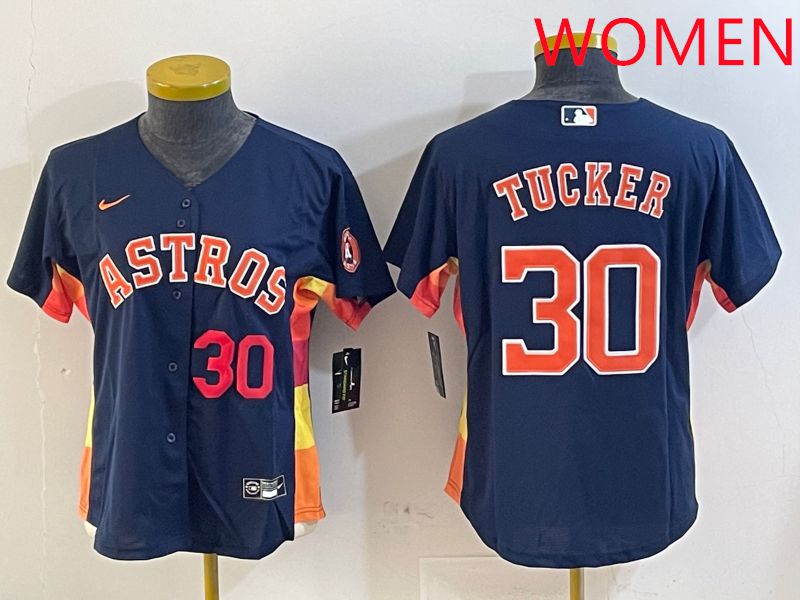 Women Houston Astros #30 Tucker Blue City Edition 2025 Nike MLB Jersey style 3->women mlb jersey->Women Jersey